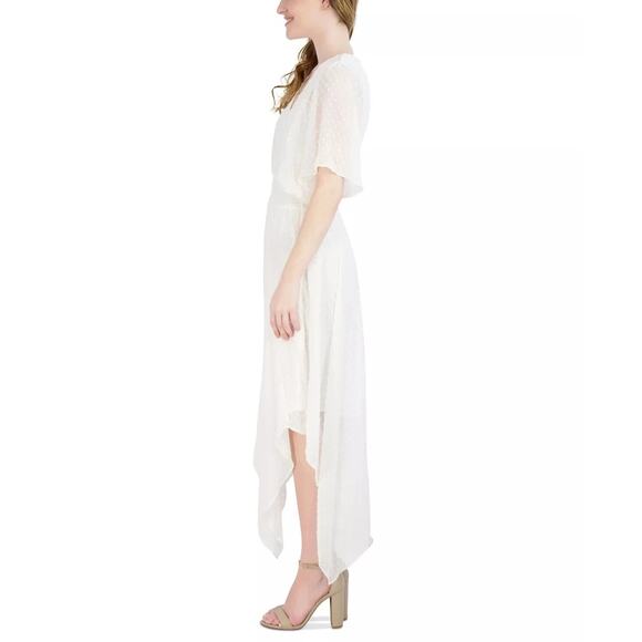 Signature by Robbie Bee Chiffon Textured Fit & Flare Midi Dress White S NWOT - Picture 4 of 11